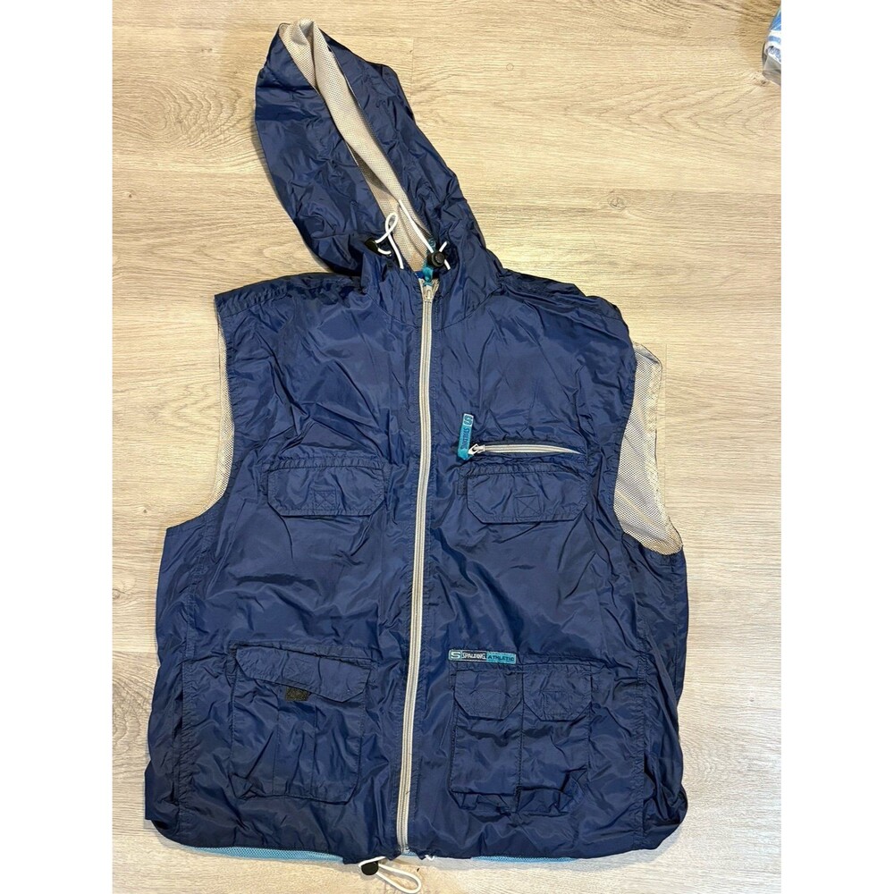 VINTAGE Spalding Jacket Adult Large Sleeveless vest Windbreaker Hooded Mens‎ 90s